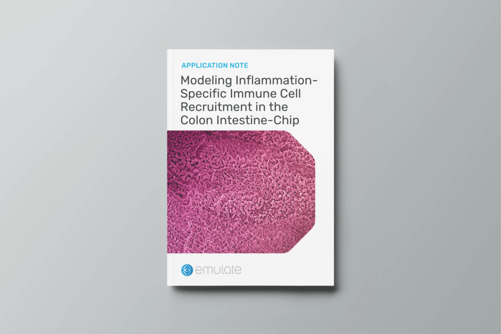 Image of the Application Note "Modeling Inflammation-Specific Immune Cell Recruitment in the Colon Intestine-Chip"