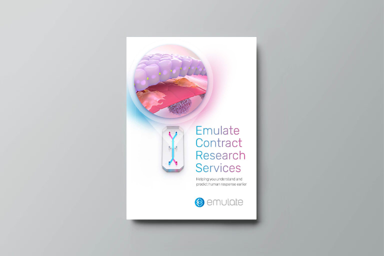 Cover of the Emulate Organ-Chip Contract Research Services brochure