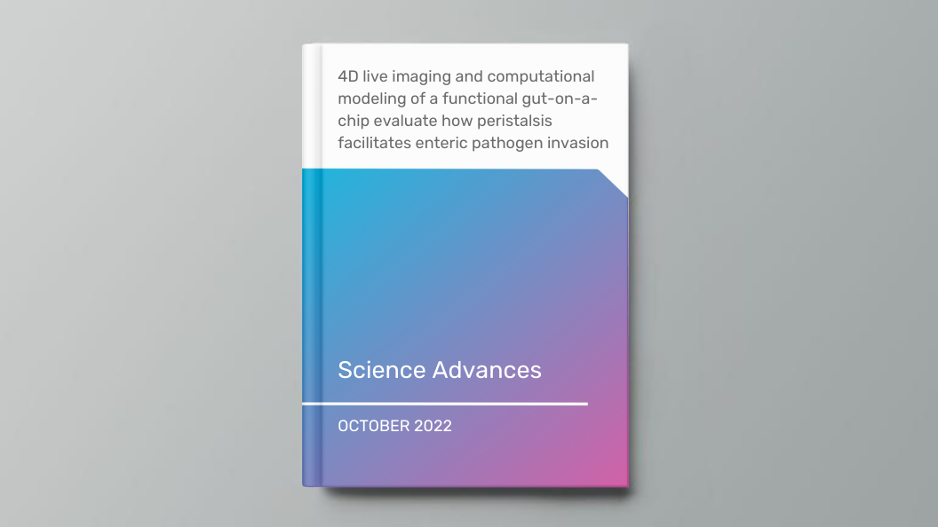 4D live imaging and computational modeling of a functional gut-on-a-chip evaluate how peristalsis facilitates enteric pathogen invasion